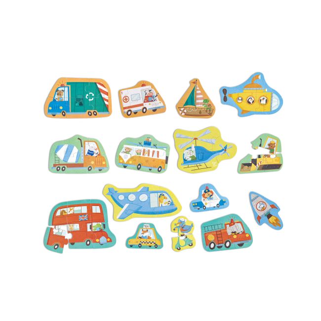 Set 15 puzzle-uri cu vehicule (18-36 luni) pentru copii