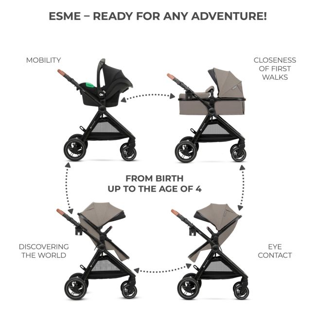 CARUCIOR KINDERKRAFT ESME, 3 IN 1, SAND BEIGE VIVKSESME00BEG3000