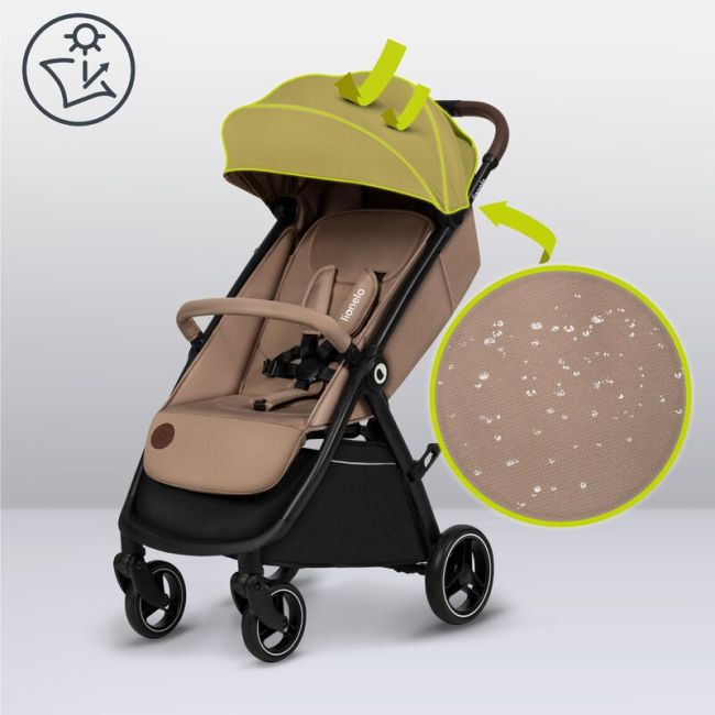 Carucior sport, Lionelo, Ingrid, Capotina impermeabila cu filtru UPF50+, Pana la 22 Kg, Spatar reglabil in 3 pozitii, Include suport pahar si plasa de tantari, Sistem pentru pliere automata, 6 luni+, Bej BYNLO-INGRID_BEIGE_SAND
