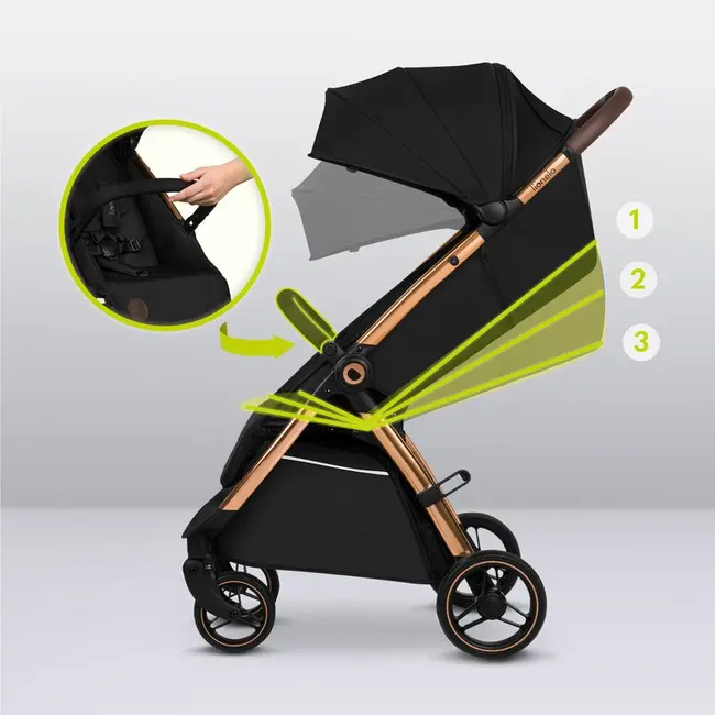 Carucior sport, Lionelo, Ingrid, Capotina impermeabila cu filtru UPF50+, Pana la 22 Kg, Spatar reglabil in 3 pozitii, Include suport pahar si plasa de tantari, Sistem pentru pliere automata, 6 luni+, Negru BYNLO-INGRID_BLACK_ONYX