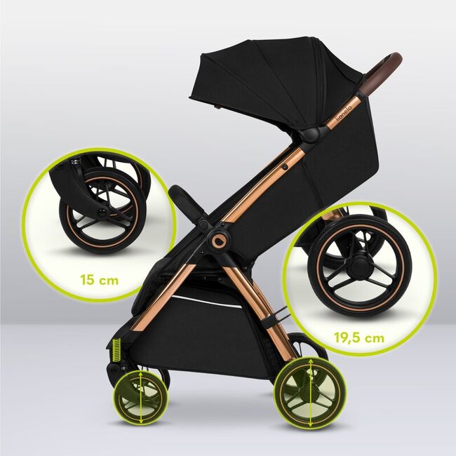 Carucior sport, Lionelo, Ingrid, Capotina impermeabila cu filtru UPF50+, Pana la 22 Kg, Spatar reglabil in 3 pozitii, Include suport pahar si plasa de tantari, Sistem pentru pliere automata, 6 luni+, Negru BYNLO-INGRID_BLACK_ONYX