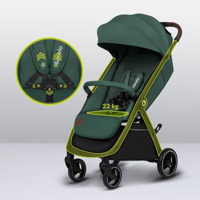 Carucior sport, Lionelo, Ingrid, Capotina impermeabila cu filtru UPF50+, Pana la 22 Kg, Spatar reglabil in 3 pozitii, Include suport pahar si plasa de tantari, Sistem pentru pliere automata, 6 luni+, Verde BYNLO-INGRID_GREEN_EMERALD