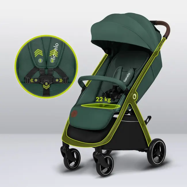 Carucior sport, Lionelo, Ingrid, Capotina impermeabila cu filtru UPF50+, Pana la 22 Kg, Spatar reglabil in 3 pozitii, Include suport pahar si plasa de tantari, Sistem pentru pliere automata, 6 luni+, Verde BYNLO-INGRID_GREEN_EMERALD