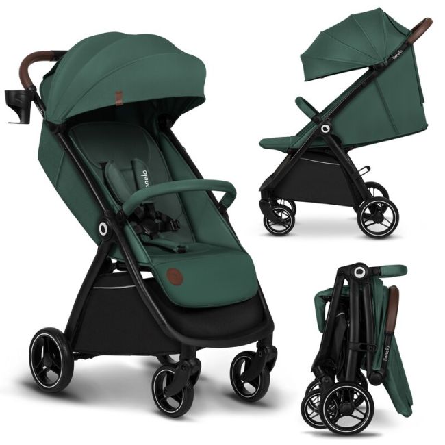 Carucior sport, Lionelo, Ingrid, Capotina impermeabila cu filtru UPF50+, Pana la 22 Kg, Spatar reglabil in 3 pozitii, Include suport pahar si plasa de tantari, Sistem pentru pliere automata, 6 luni+, Verde BYNLO-INGRID_GREEN_EMERALD