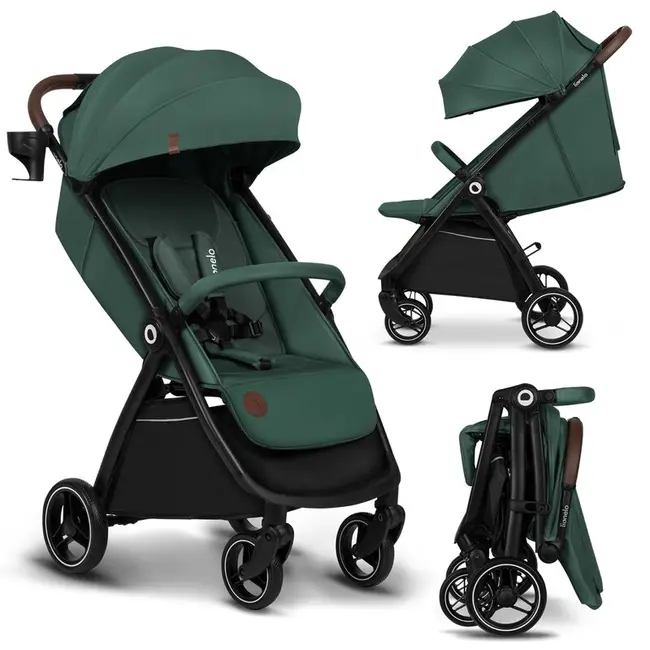 Carucior sport, Lionelo, Ingrid, Capotina impermeabila cu filtru UPF50+, Pana la 22 Kg, Spatar reglabil in 3 pozitii, Include suport pahar si plasa de tantari, Sistem pentru pliere automata, 6 luni+, Verde BYNLO-INGRID_GREEN_EMERALD