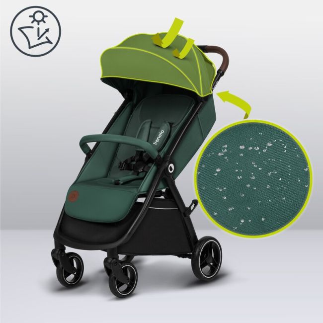 Carucior sport, Lionelo, Ingrid, Capotina impermeabila cu filtru UPF50+, Pana la 22 Kg, Spatar reglabil in 3 pozitii, Include suport pahar si plasa de tantari, Sistem pentru pliere automata, 6 luni+, Verde BYNLO-INGRID_GREEN_EMERALD