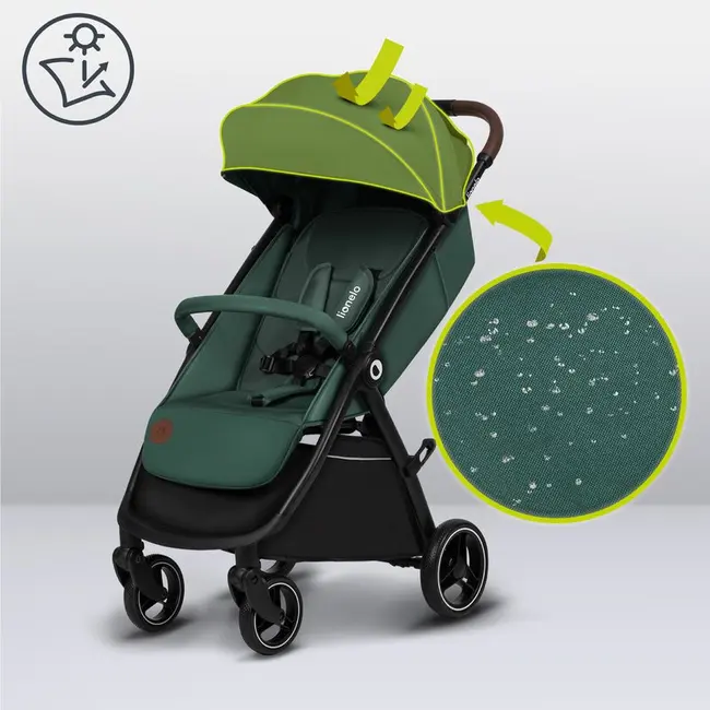 Carucior sport, Lionelo, Ingrid, Capotina impermeabila cu filtru UPF50+, Pana la 22 Kg, Spatar reglabil in 3 pozitii, Include suport pahar si plasa de tantari, Sistem pentru pliere automata, 6 luni+, Verde BYNLO-INGRID_GREEN_EMERALD