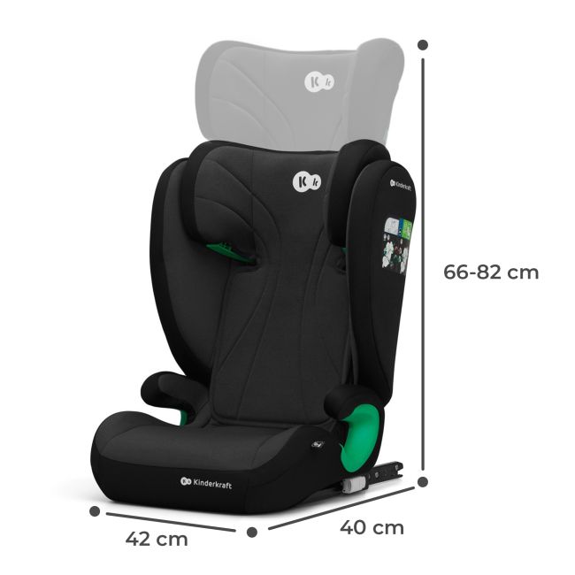 SCAUN AUTO KINDERKRAFT JUNIOR FIX2, I-SIZE 100-150 cm, GRAPHITE BLACK VIVKCJUFI20BLK0000