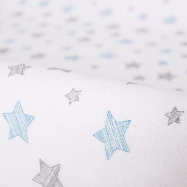 Set 2 huse, Ceba Baby, Pentru saltea de infasat, 50x70 cm, Certificat Oeko-Tex Standard 100, Bumbac, Blue/Blue Stars BYNW-829-160-603