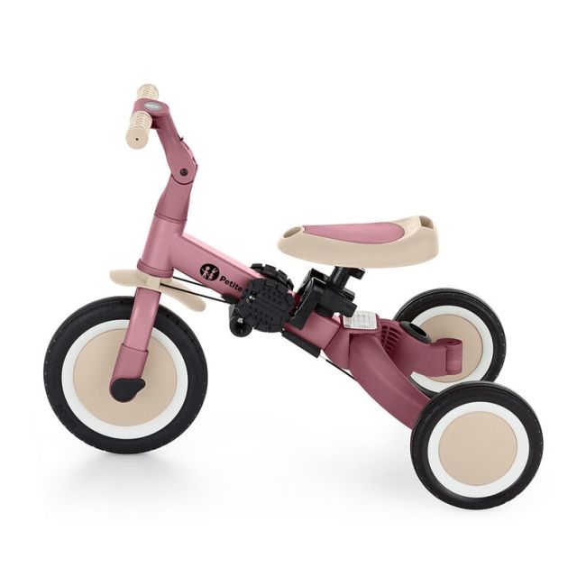 Tricicleta, Petite&Mars, Turbo, 5 in 1, Multifunctionala, Vehicul de impins, Bicicleta cu/fara pedale, Cu maner de ghidaj, Detasabil, Roti din cauciuc, Pana la 25 kg, 1.5-5 ani, Dusty Rose BYN613821