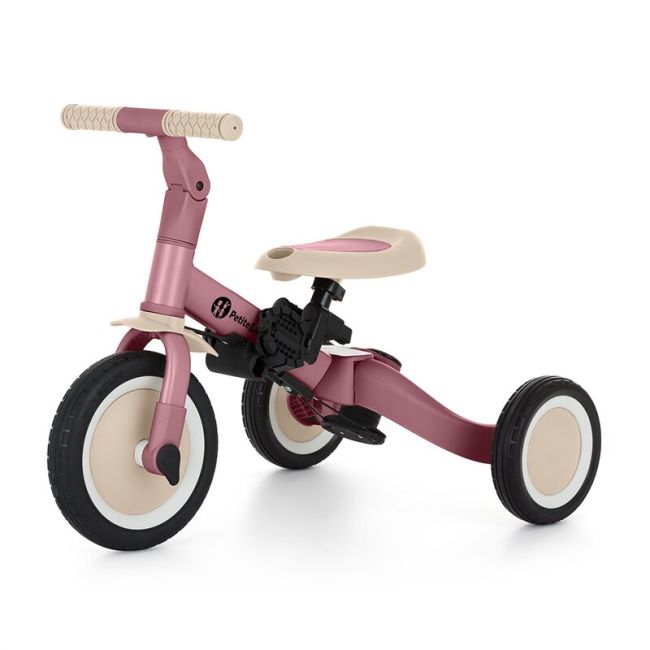 Tricicleta, Petite&Mars, Turbo, 5 in 1, Multifunctionala, Vehicul de impins, Bicicleta cu/fara pedale, Cu maner de ghidaj, Detasabil, Roti din cauciuc, Pana la 25 kg, 1.5-5 ani, Dusty Rose BYN613821