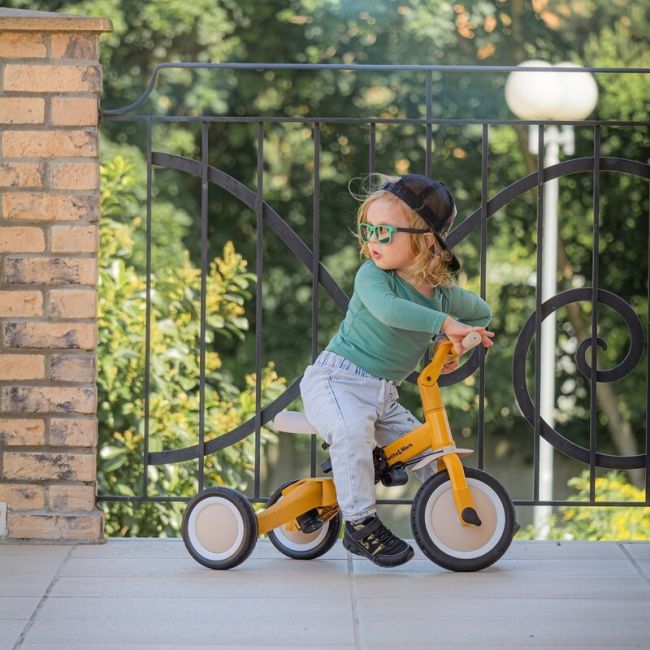 Tricicleta, Petite&Mars, Turbo, 5 in 1, Multifunctionala, Vehicul de impins, Bicicleta cu/fara pedale, Cu maner de ghidaj, Detasabil, Roti din cauciuc, Pana la 25 kg, 1.5-5 ani, Dusty Rose BYN613821