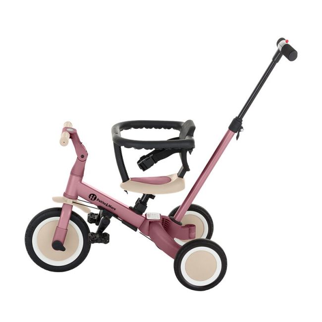 Tricicleta, Petite&Mars, Turbo, 5 in 1, Multifunctionala, Vehicul de impins, Bicicleta cu/fara pedale, Cu maner de ghidaj, Detasabil, Roti din cauciuc, Pana la 25 kg, 1.5-5 ani, Dusty Rose BYN613821