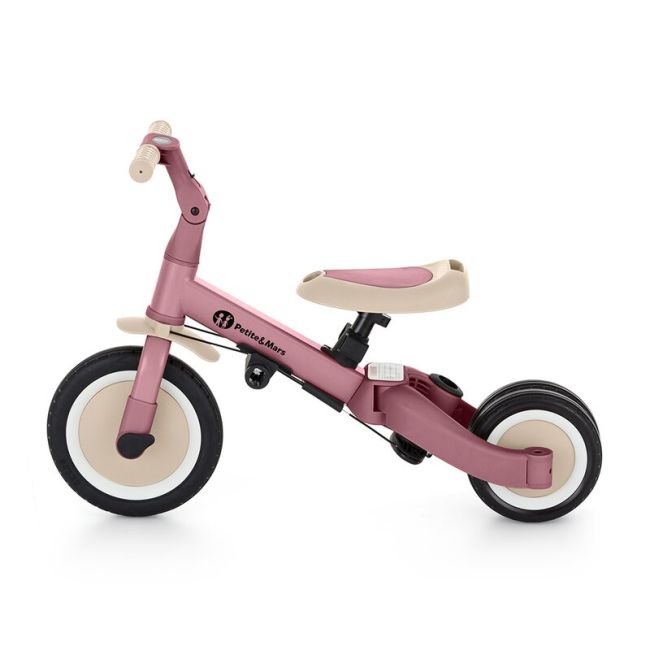Tricicleta, Petite&Mars, Turbo, 5 in 1, Multifunctionala, Vehicul de impins, Bicicleta cu/fara pedale, Cu maner de ghidaj, Detasabil, Roti din cauciuc, Pana la 25 kg, 1.5-5 ani, Dusty Rose BYN613821