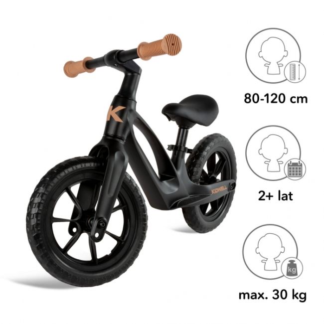 Bicicleta fara pedale, cadru magneziu, roti eva, kidwell vito - negru edeedirobivit02a0
