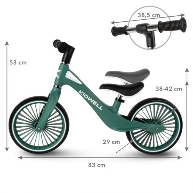 Bicicleta fara pedale, cadru nailon, roti pu, kidwell nix - verde edeedirobinix01a0