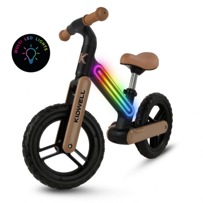 Bicicleta fara pedale, cadru nailon cu led, roti eva, kidwell suno - bej-negru edeedirobisun03a0