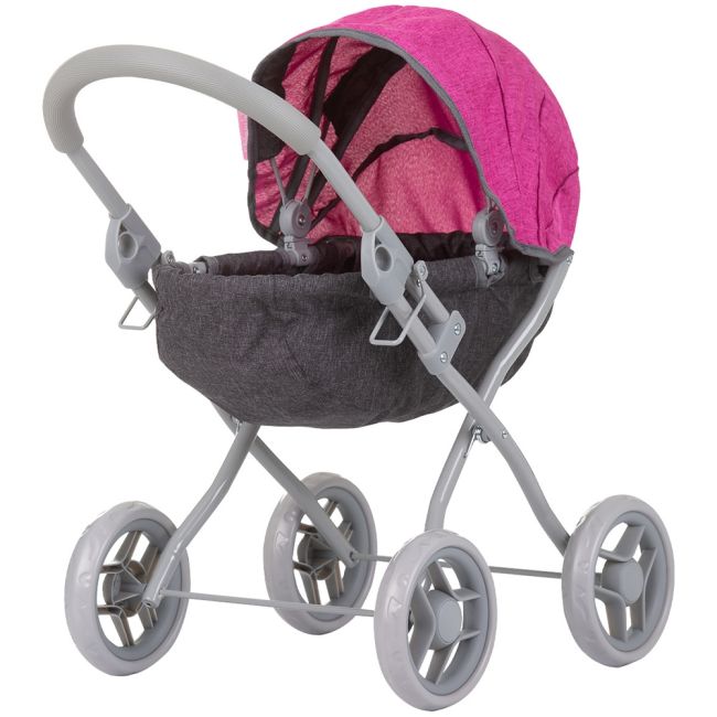 Carucior pentru papusi chipolino daisy grey pink linen hubkzkdz02401gp