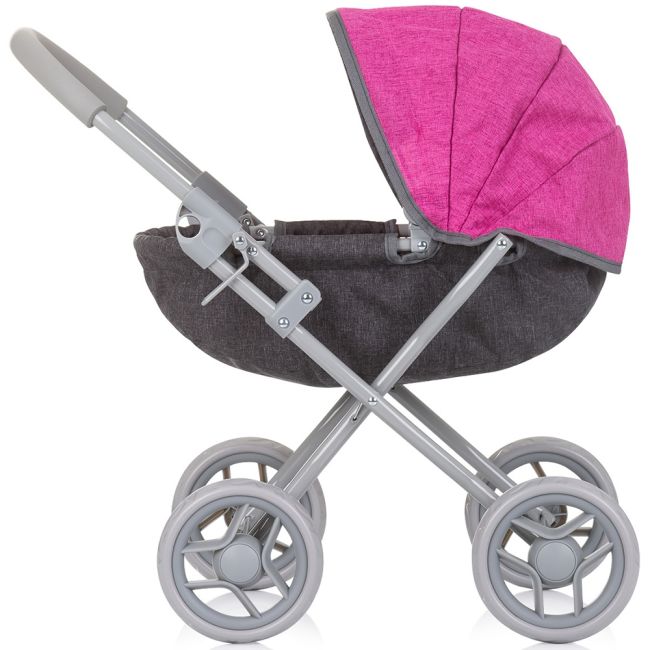Carucior pentru papusi chipolino daisy grey pink linen hubkzkdz02401gp