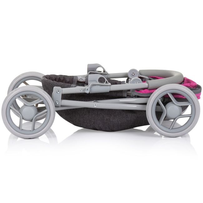 Carucior pentru papusi chipolino daisy grey pink linen hubkzkdz02401gp