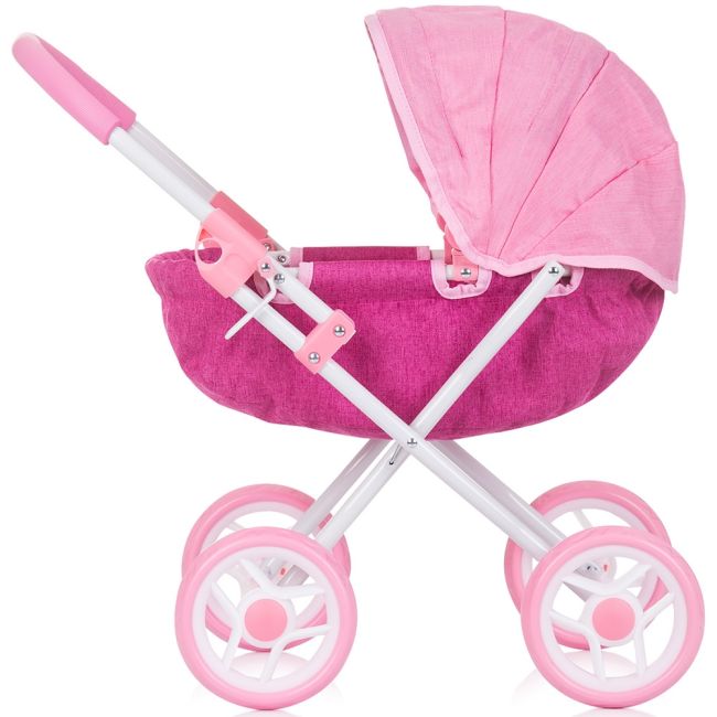 Carucior pentru papusi chipolino daisy pink linen hubkzkdz02402pp