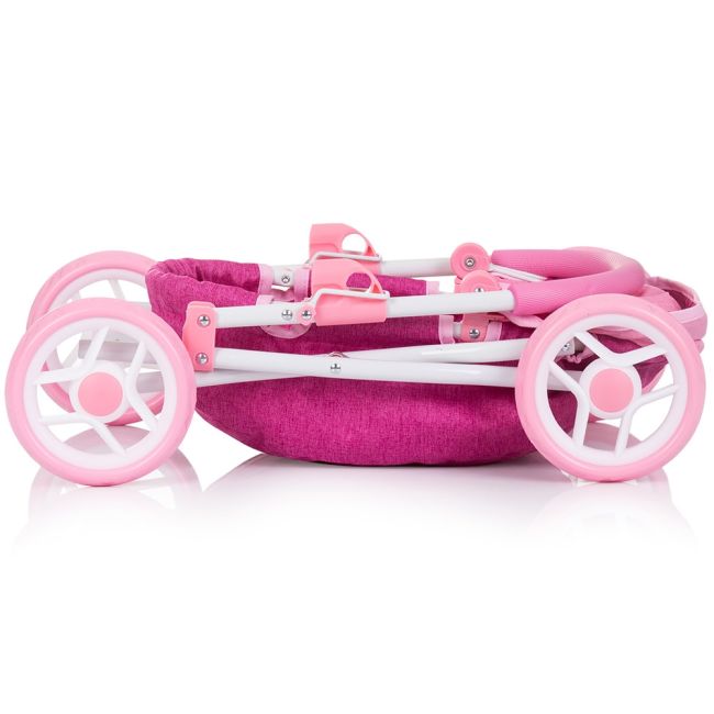 Carucior pentru papusi chipolino daisy pink linen hubkzkdz02402pp