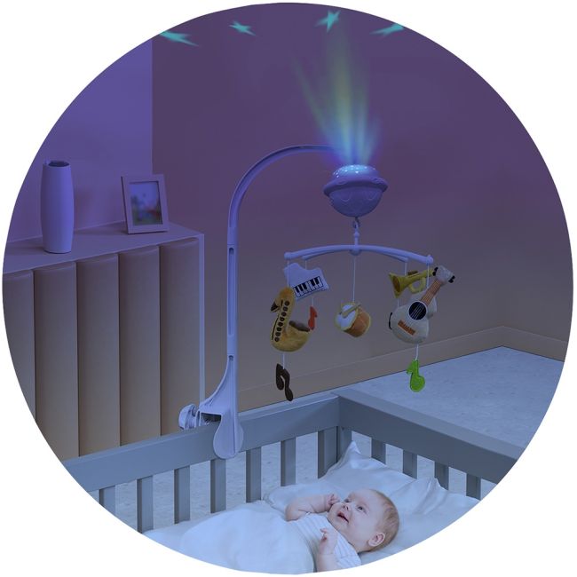 Carusel muzical pentru patut cu proiector chipolino music hubmild02306mus