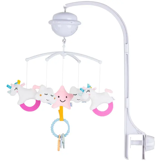 Carusel muzical pentru patut cu proiector chipolino unicorn hubmild02305uni