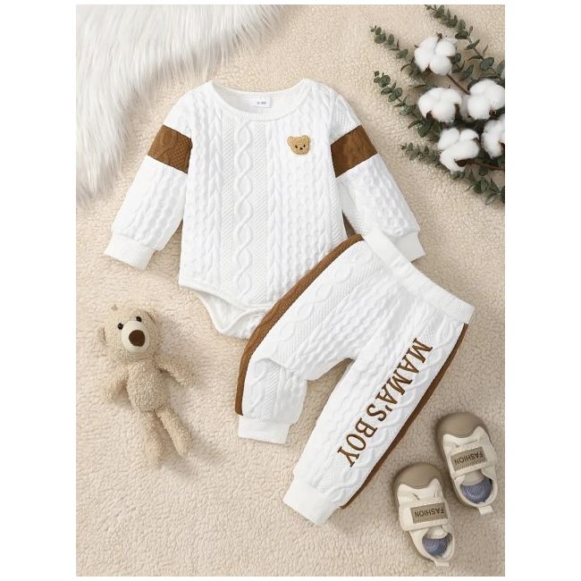 Costumas alb pentru bebelusi - mama's boy mdtu12-r1