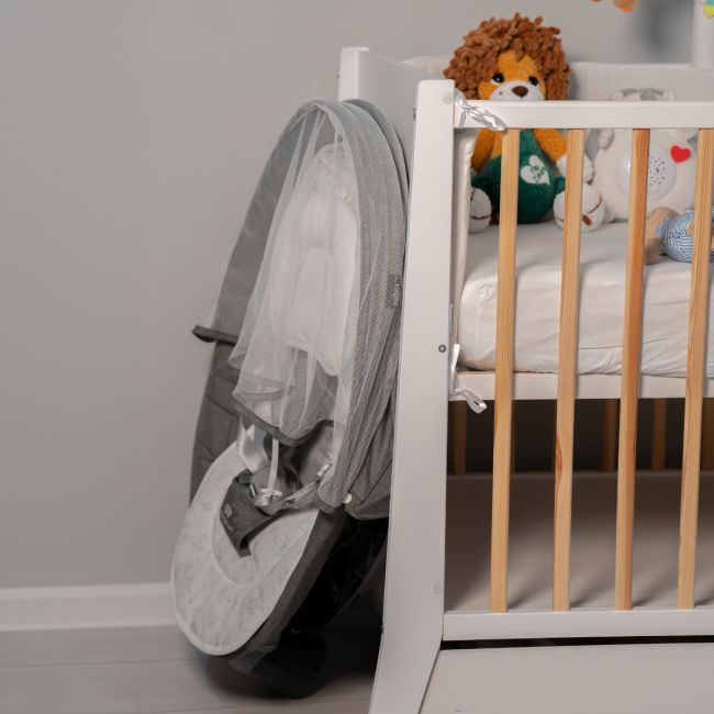 Leagan electric pentru bebelusi cu spatar reglabil si senzor de miscare, AppeKids Evoque - Powder Grey KRTAK275961