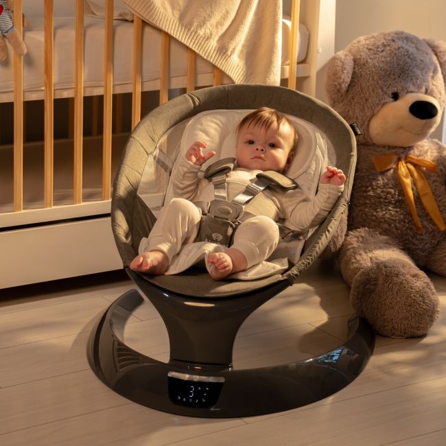 Leagan electric pentru bebelusi cu spatar reglabil si senzor de miscare, AppeKids Evoque - Powder Grey KRTAK275961