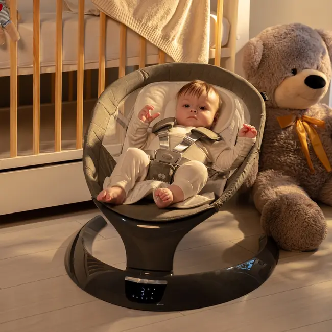 Leagan electric pentru bebelusi cu spatar reglabil si senzor de miscare, AppeKids Evoque - Powder Grey KRTAK275961
