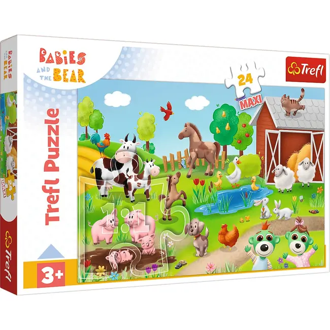 PUZZLE TREFL 24 MAXI BABIES AND THE BEAR ANIMALE LA FERMA VIV14372