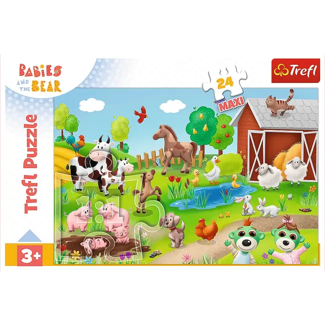 PUZZLE TREFL 24 MAXI BABIES AND THE BEAR ANIMALE LA FERMA VIV14372