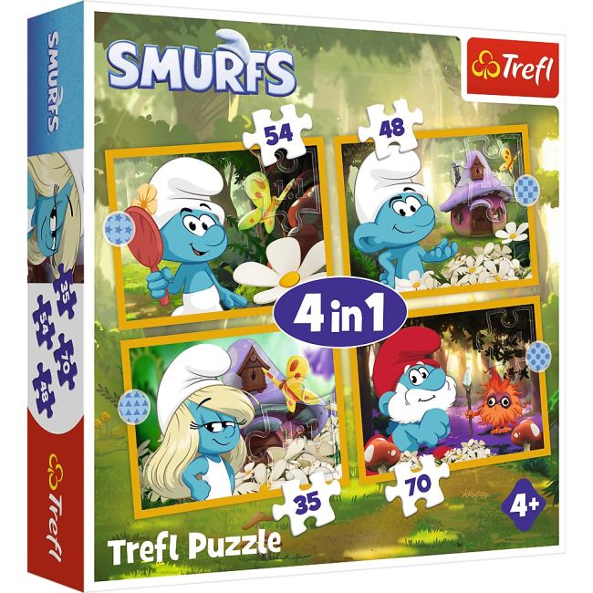 PUZZLE TREFL 4IN1 STRUMFII VIATA IN SATUL STRUMFILOR VIV34664