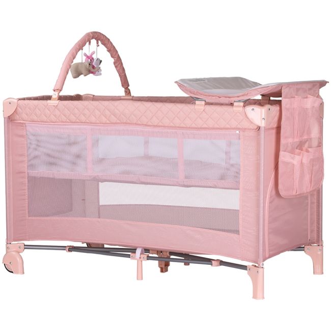 Patut pliabil cu saltea de infasat chipolino luna pink marshmallow hubkosilu254pm