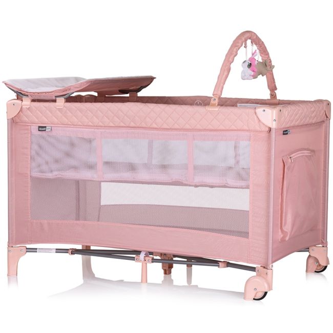 Patut pliabil cu saltea de infasat chipolino luna pink marshmallow hubkosilu254pm