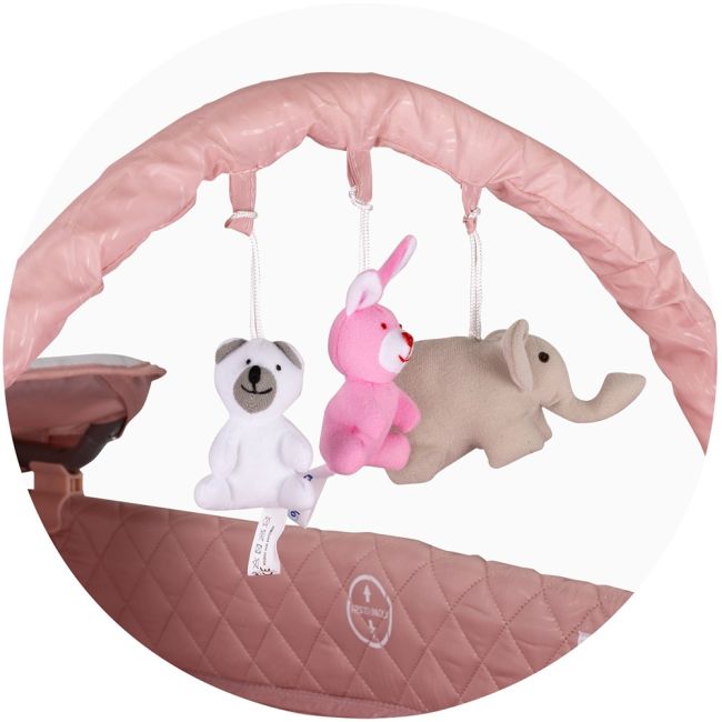 Patut pliabil cu saltea de infasat chipolino luna pink marshmallow hubkosilu254pm