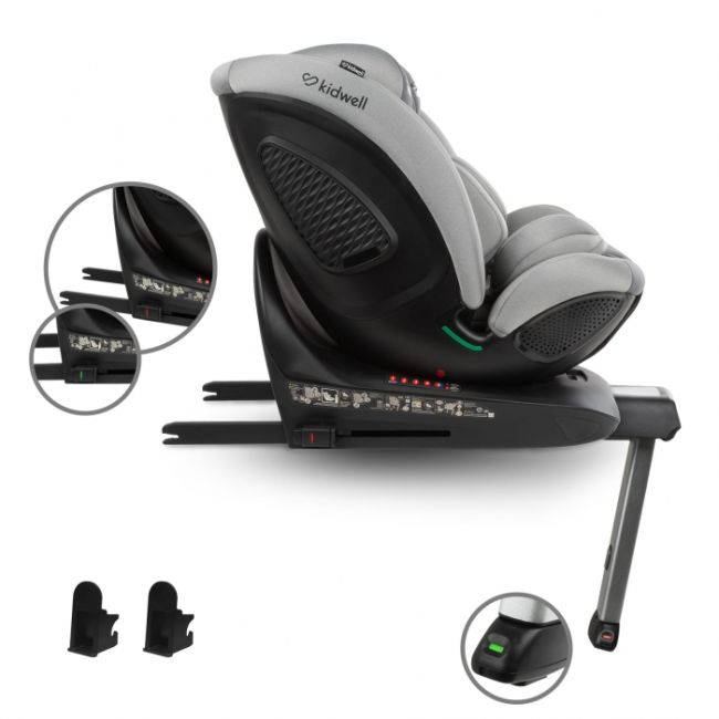 Scaun auto cu isofix kidwell gocar, grupa 40-135 cm, i-size, omologare r129 - gri edeedifosagoc02a0