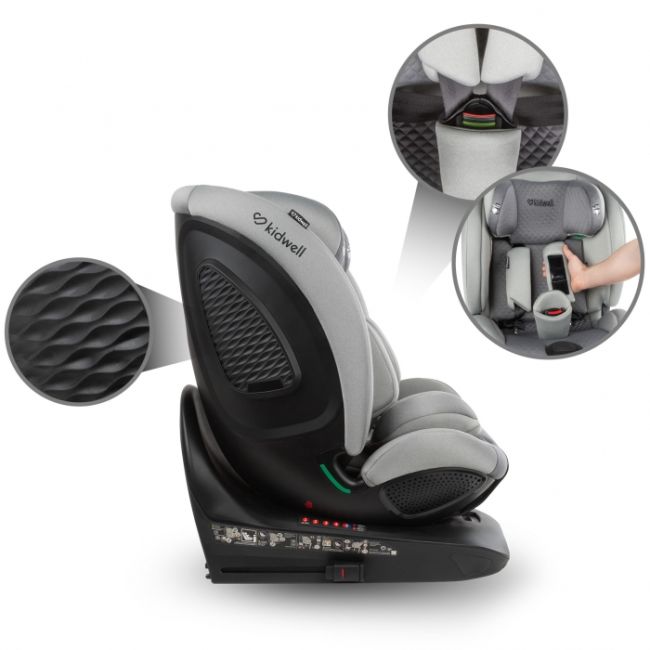 Scaun auto cu isofix kidwell gocar, grupa 40-135 cm, i-size, omologare r129 - gri edeedifosagoc02a0