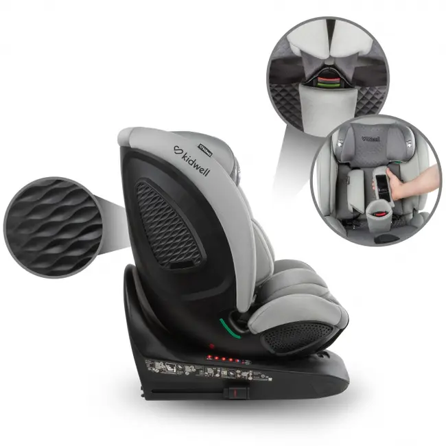 Scaun auto cu isofix kidwell gocar, grupa 40-135 cm, i-size, omologare r129 - gri edeedifosagoc02a0