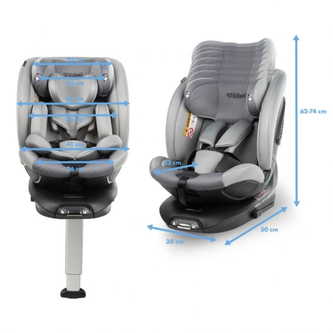 Scaun auto cu isofix kidwell gocar, grupa 40-135 cm, i-size, omologare r129 - gri edeedifosagoc02a0