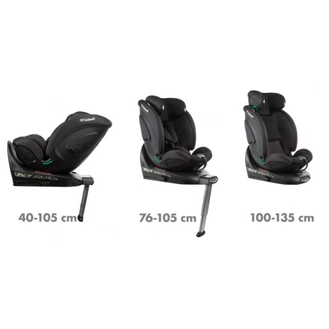 Scaun auto cu isofix kidwell gocar, grupa 40-135 cm, i-size, omologare r129 - negru edeedifosagoc01a0