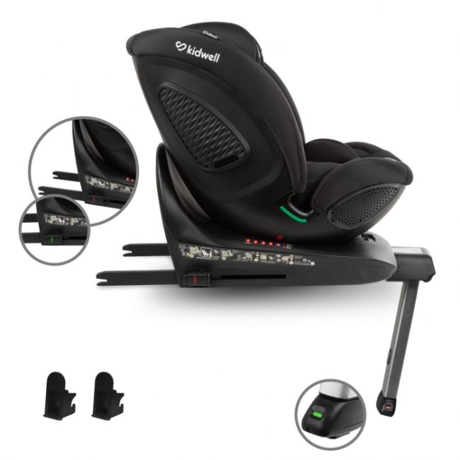 Scaun auto cu isofix kidwell gocar, grupa 40-135 cm, i-size, omologare r129 - negru edeedifosagoc01a0
