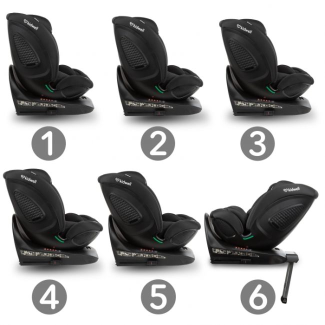 Scaun auto cu isofix kidwell gocar, grupa 40-135 cm, i-size, omologare r129 - negru edeedifosagoc01a0