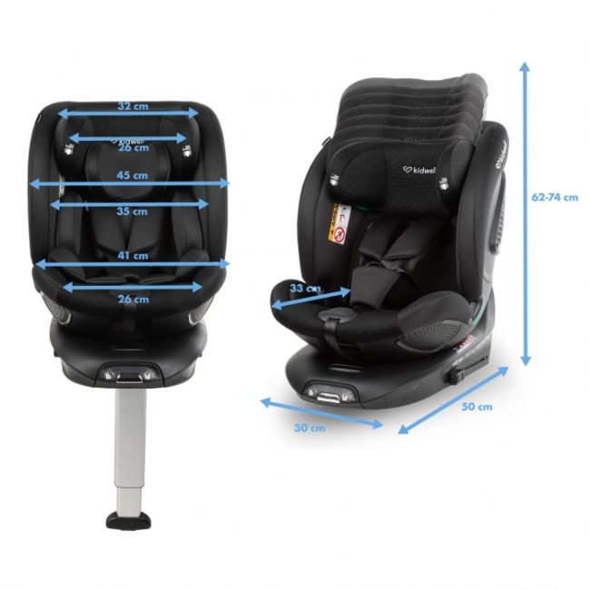 Scaun auto cu isofix kidwell gocar, grupa 40-135 cm, i-size, omologare r129 - negru edeedifosagoc01a0