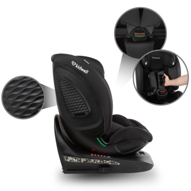 Scaun auto cu isofix kidwell gocar, grupa 40-135 cm, i-size, omologare r129 - negru edeedifosagoc01a0