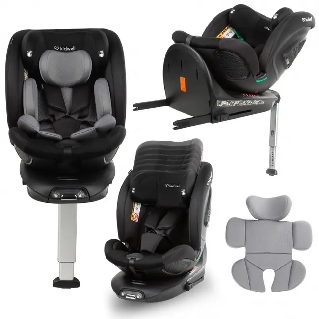 Scaun auto cu isofix kidwell gocar, grupa 40-135 cm, i-size, omologare r129 - negru-gri edeedifosagoc03a0