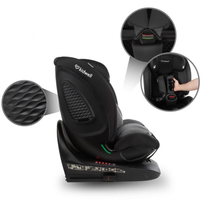 Scaun auto cu isofix kidwell gocar, grupa 40-135 cm, i-size, omologare r129 - negru-gri edeedifosagoc03a0