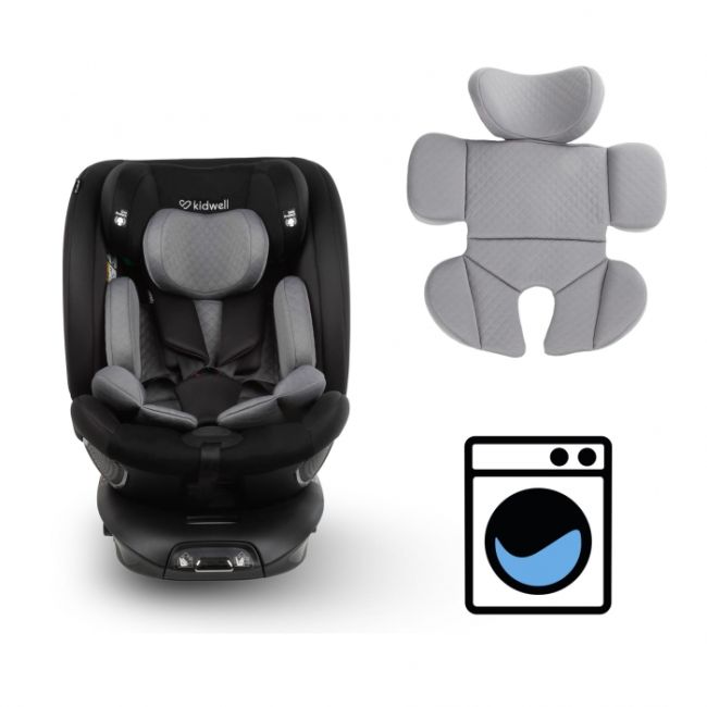 Scaun auto cu isofix kidwell gocar, grupa 40-135 cm, i-size, omologare r129 - negru-gri edeedifosagoc03a0